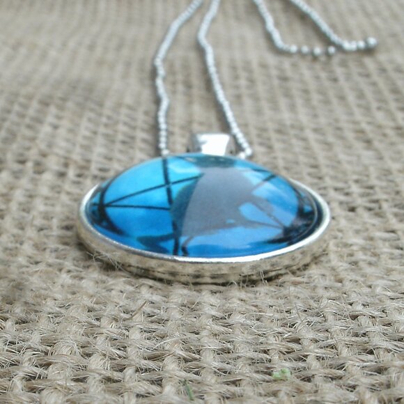 Black Cat Pentacle Glass Cabochon Pendant Necklace - Picture 7 of 14